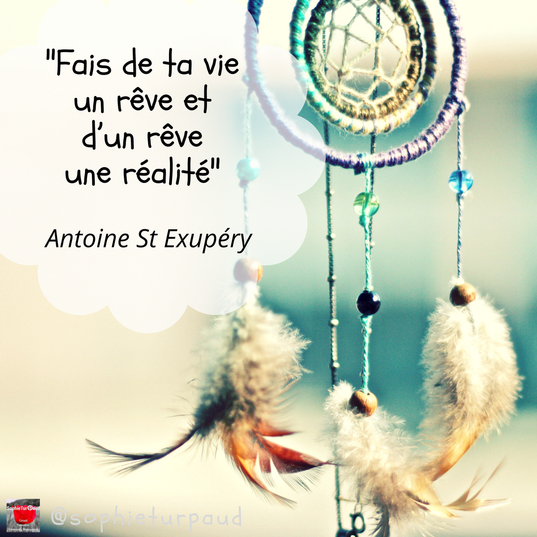 Citation d'Antoine St Exupéry _ Fais de ta vie un rêve et d’un rêve une réalité via @sophieturpaud