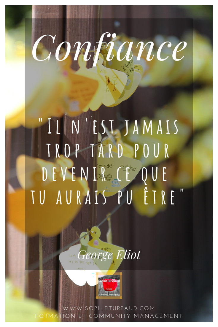 Il n'est jamais trop tard pour devenir ce que tu aurais pu être_ George Eliot #confiance #citation via @sophieturpaud
