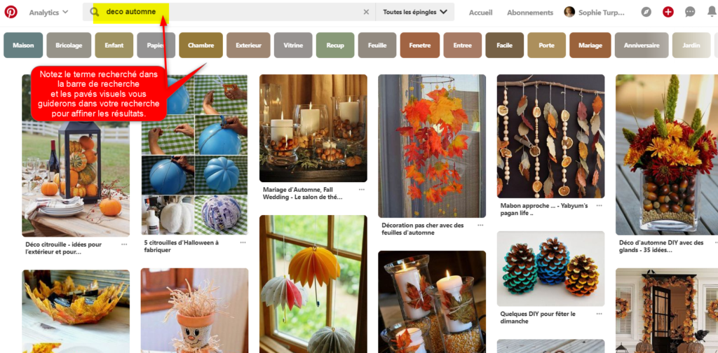 Recherche guidée visuelle Pinterest Déco automne via @sophieturpaud