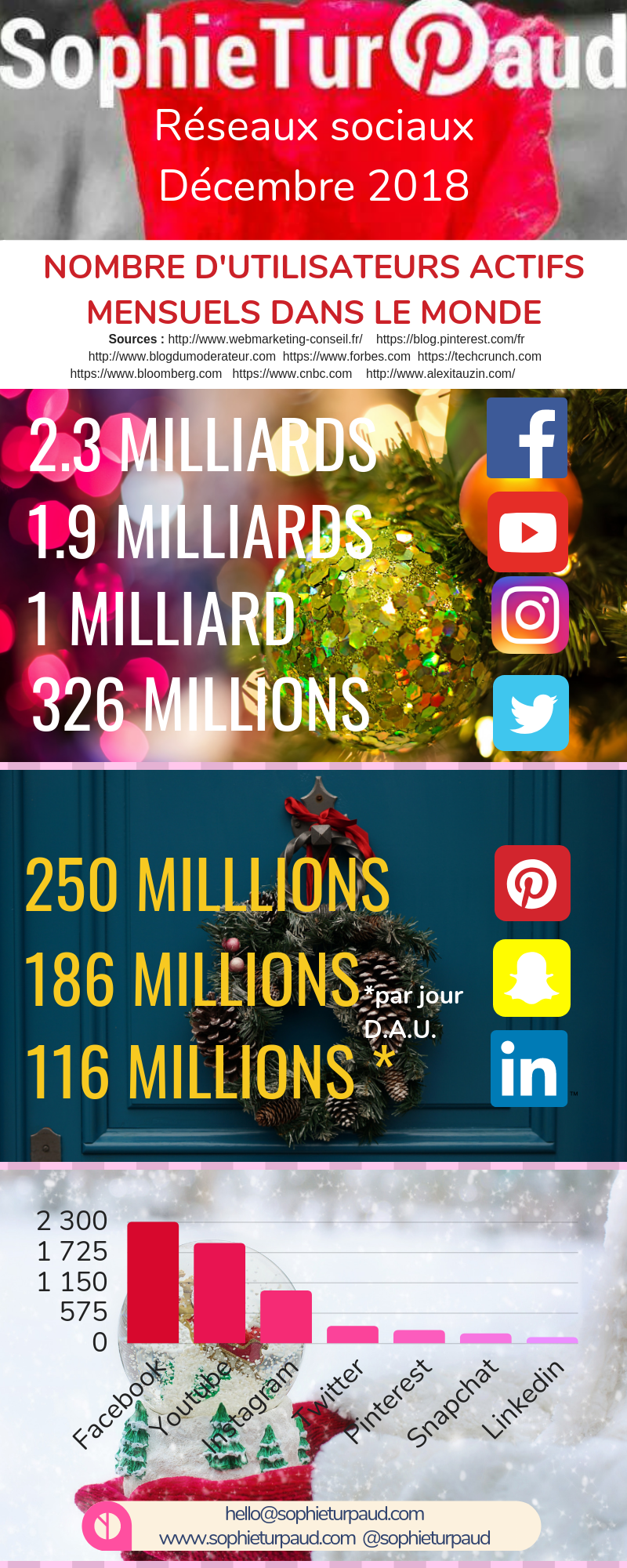 Infographie réseaux sociaux mise à jour décembre 2018 via @sophieturpaud #socialmedia