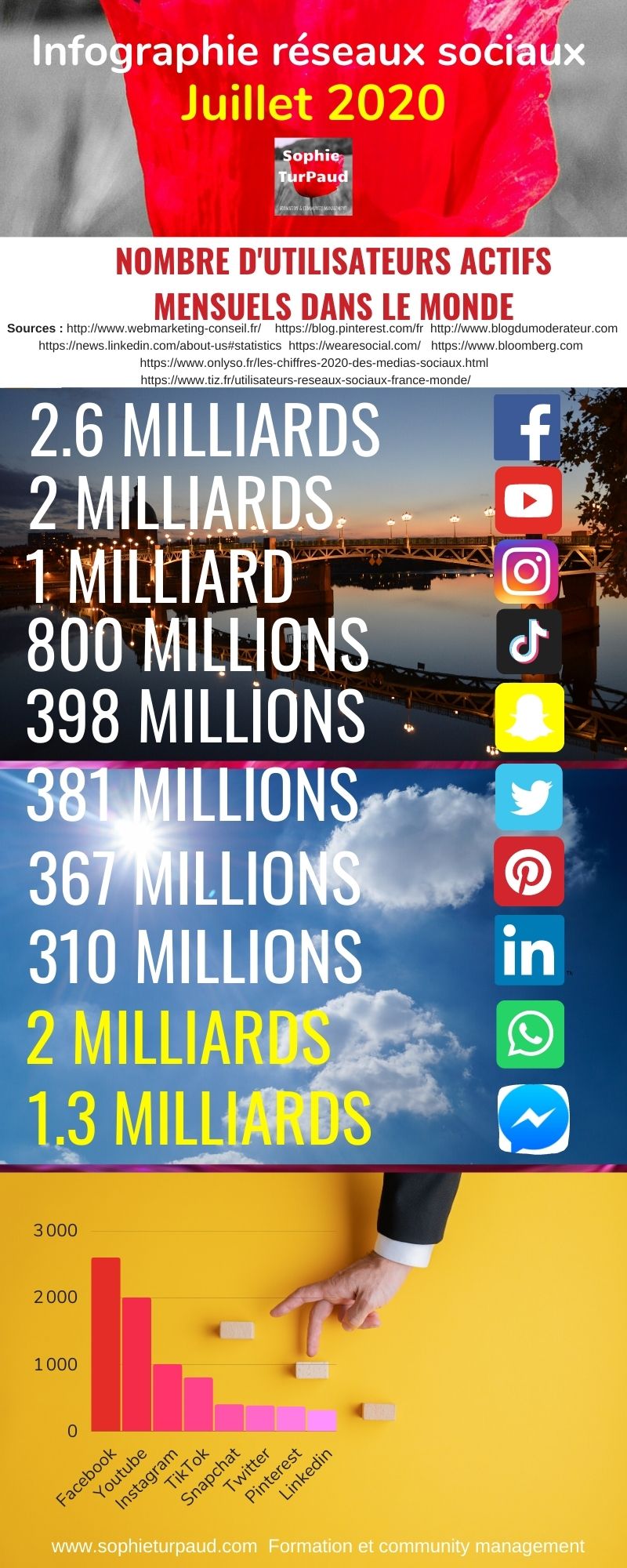 Infographie chiffres réseaux sociaux 2020 via @sophieturpaud