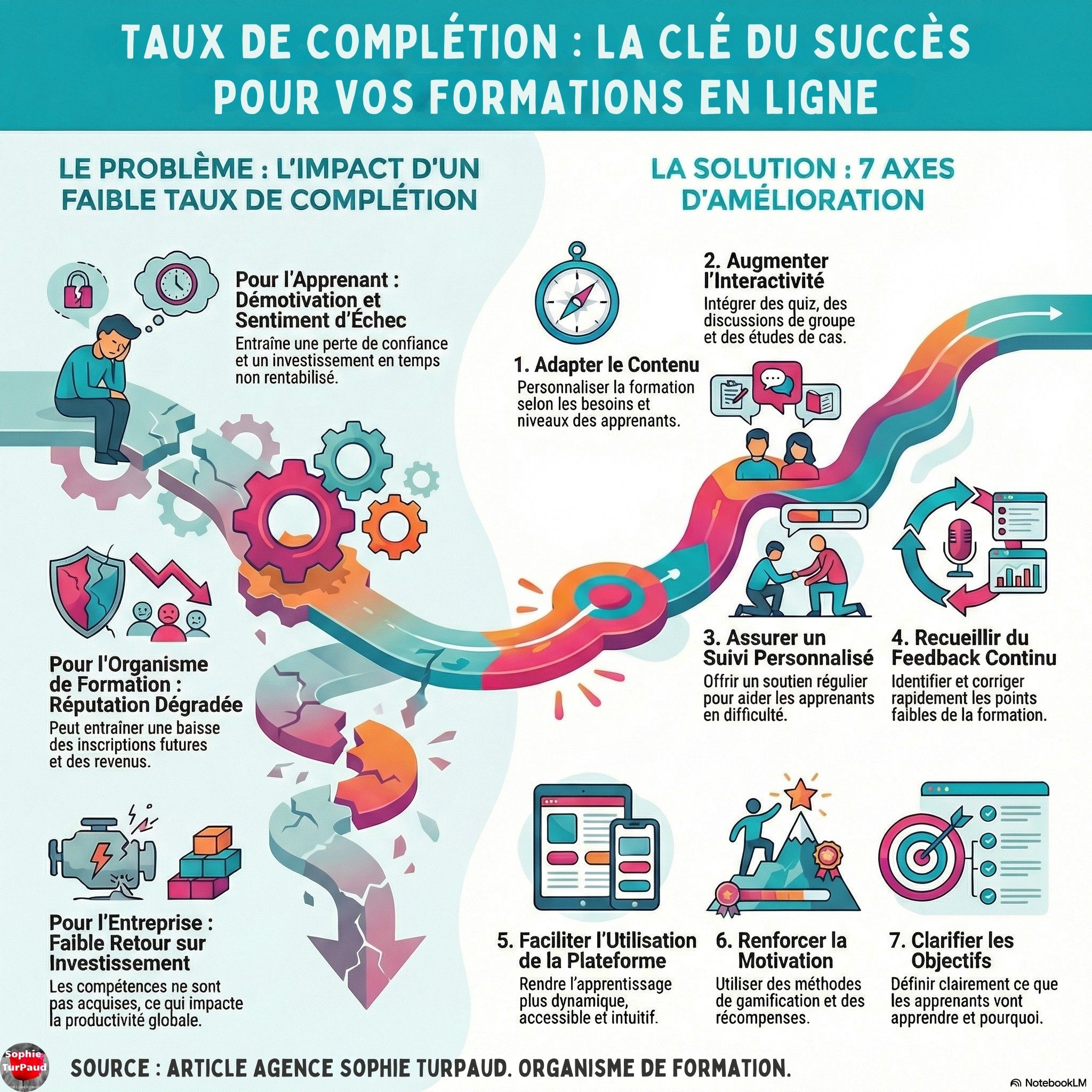 Taux de complétion pour les formations en ligne 