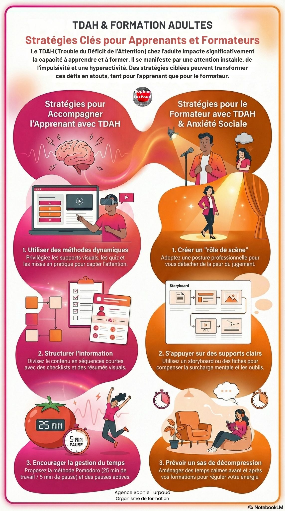 Infographie TDAH chez les apprenants et formateurs Infographie TDAH chez les apprenants et formateurs