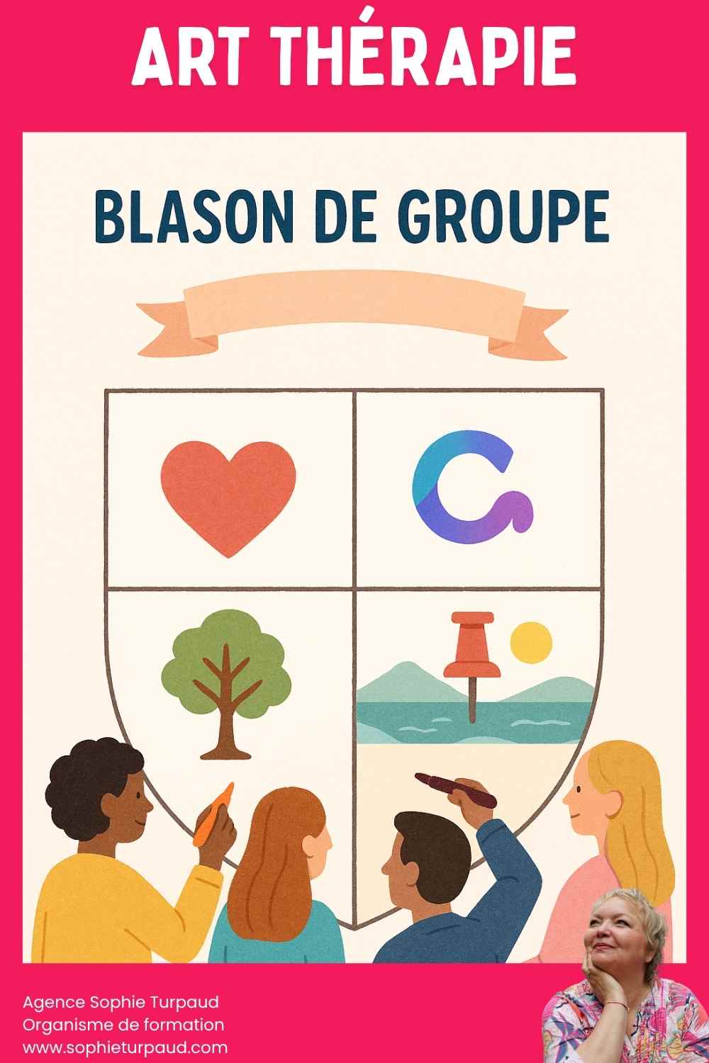 Exercice d'art thérapie avec le Blason de Groupe 