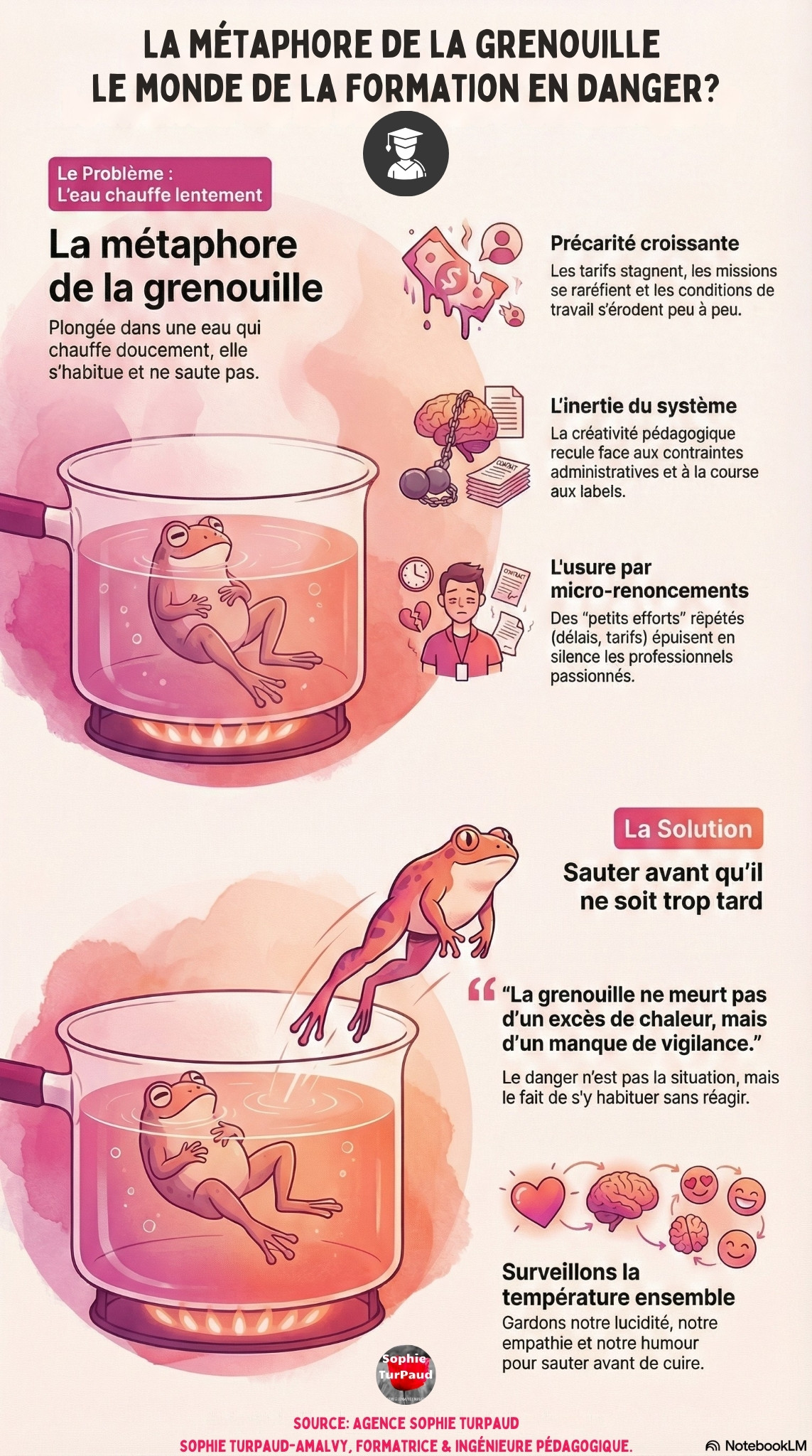 Infographie La métaphore de la grenouille et le monde de la formation en danger?